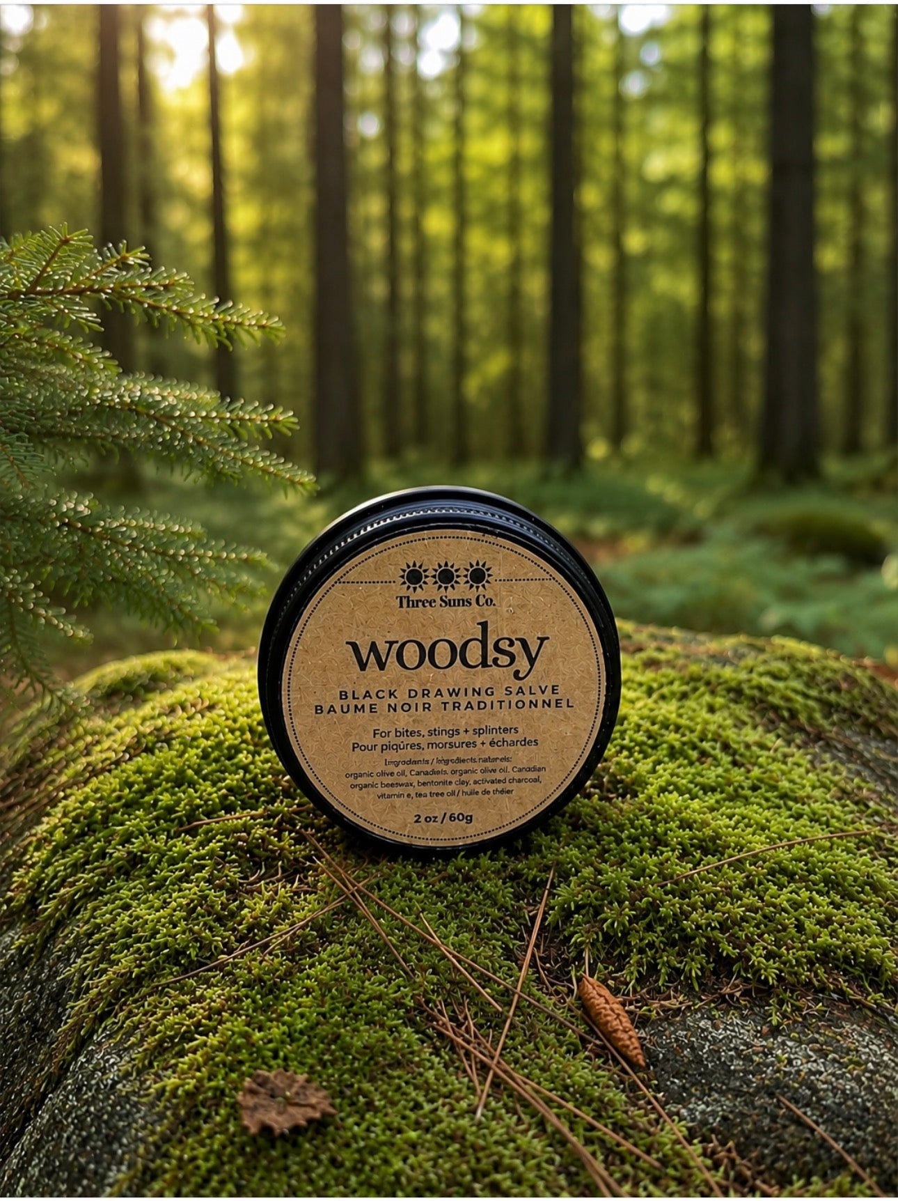 Woodsy black drawing salve